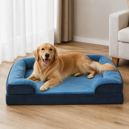 Panier pour chien en mousse alvéolée orthopédique antidérapant Ortekor (housse amovible et lavable)