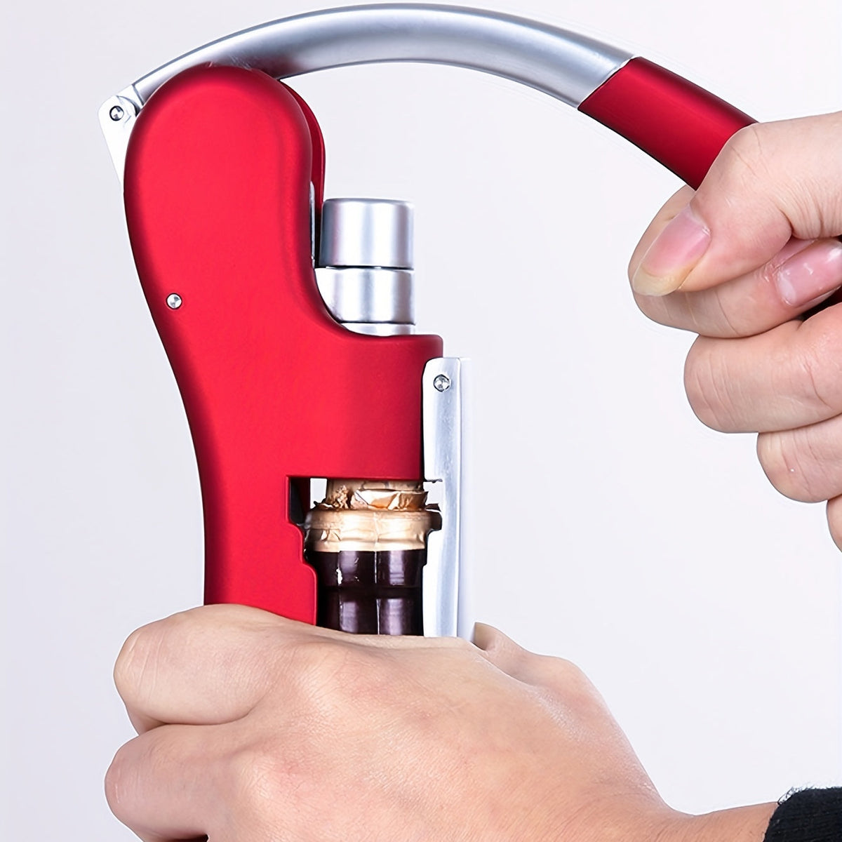 Lever-Action Wine Opener with Comfortable Grip for Effortless Cork Removal at Home, Bars & Restaurants