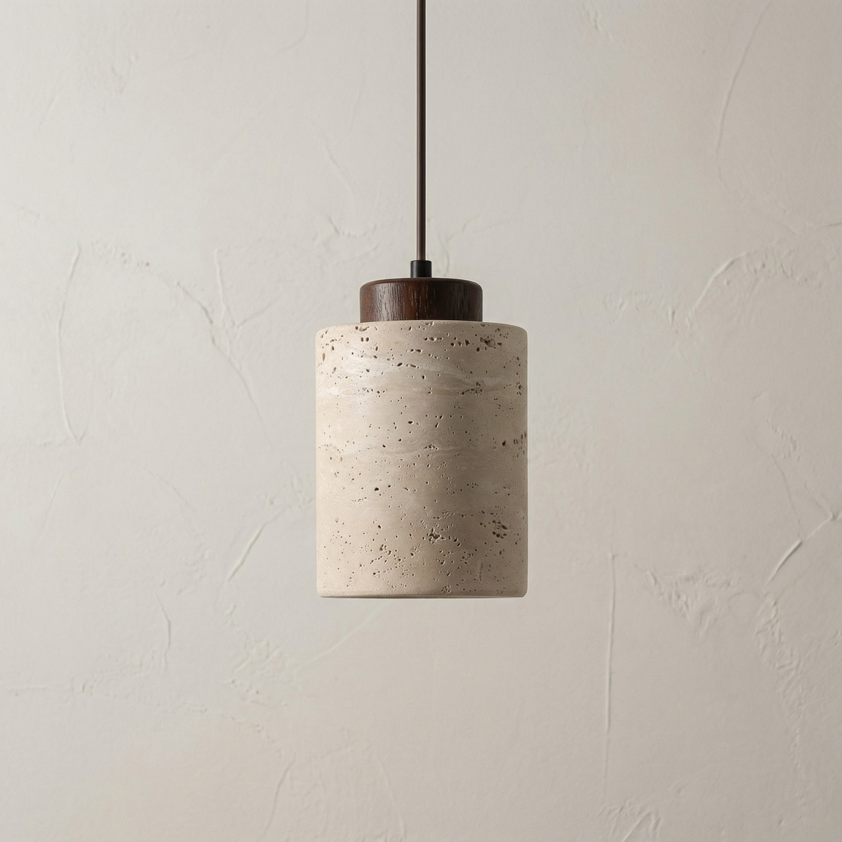 Textured Stone Shade Hanging Light with Natural Grain Finish for Kitchen Island Dining Room Modern Minimalist Ceiling Fixture