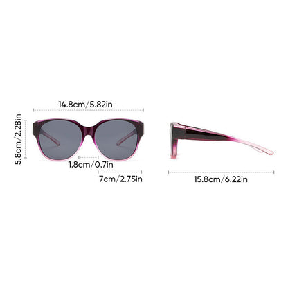 Polarized Over-Prescription-Glasses Sunglasses UV400 Cat-Eye Wraparound Shades for Eyeglass Wearers Driving Outdoor Sports Women Men