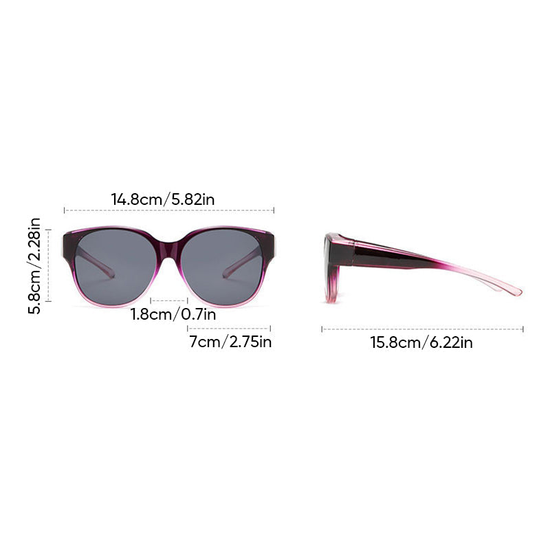 Polarized Over-Prescription Sunglasses UV400 Cat-Eye Wraparound Shades for Women & Men Driving Fishing Outdoor