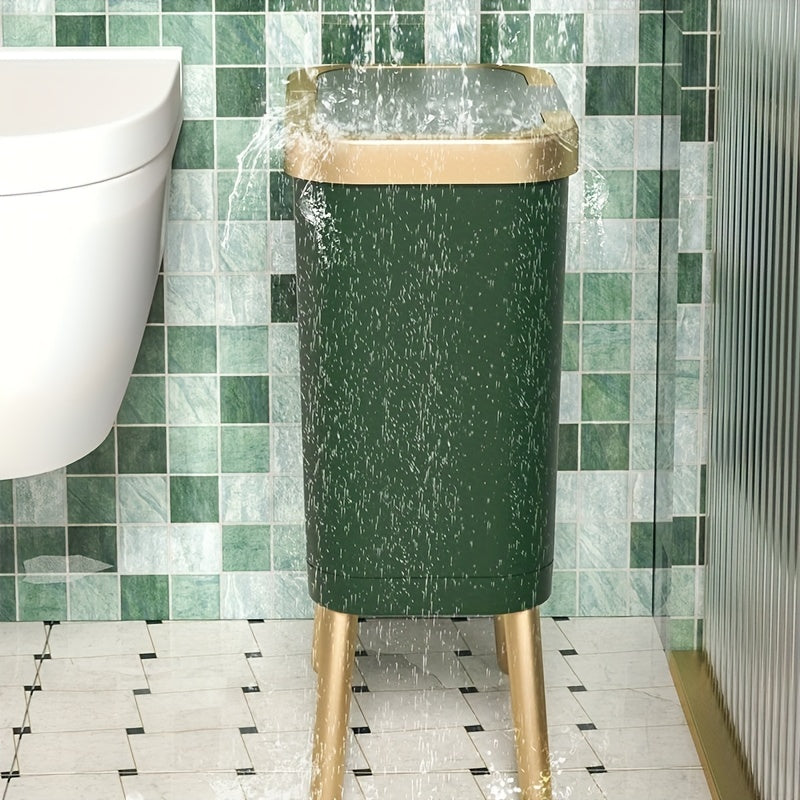 4-Gallon Pedestal Trash Can with Odor-Sealing Flip Lid – Slim Rectangular Waste Basket on Legs for Kitchen, Bathroom, Bedroom – Modern