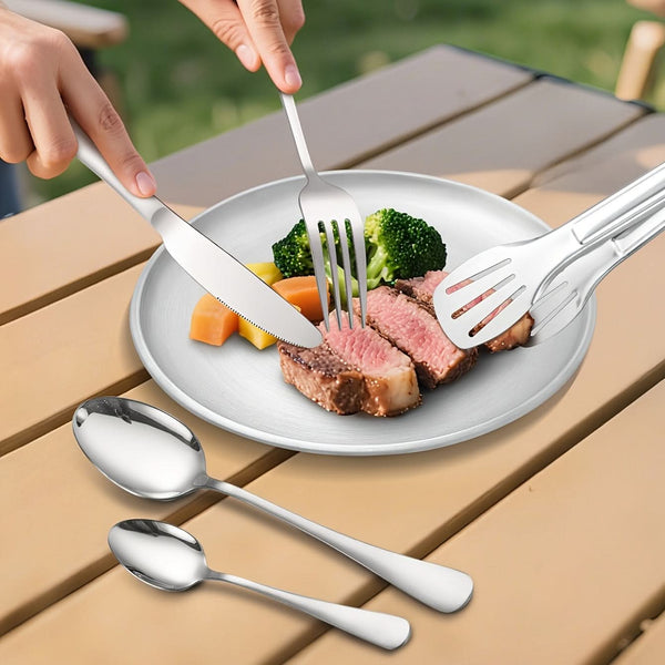 TREKDINE – Ensemble de voyage : pinces alimentaires et assiettes portables