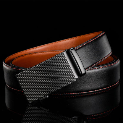 Men's Genuine Cowhide Leather Dress Belt with Scratch-Resistant Finish for Work & Formal Wear