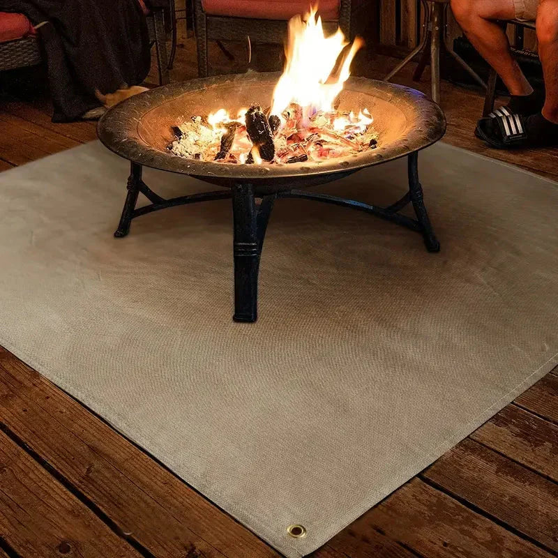 Tapis de protection de terrasse robuste en fibre de verre pour barbecues et braseros – Bouclier thermique portable pour patio, terrasse en bois et pelouse – Pliable pour l'extérieur