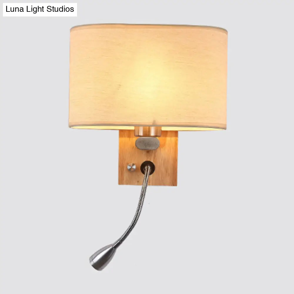 Wall-Mounted Reading Light with Adjustable Spotlight & Fabric Shade – Modern Sconce for Bedroom, Bedside Accent Lighting
