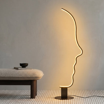 Sculptural Abstract Face Floor Lamp with Warm LED Light for Modern Living Rooms and Reading Nooks
