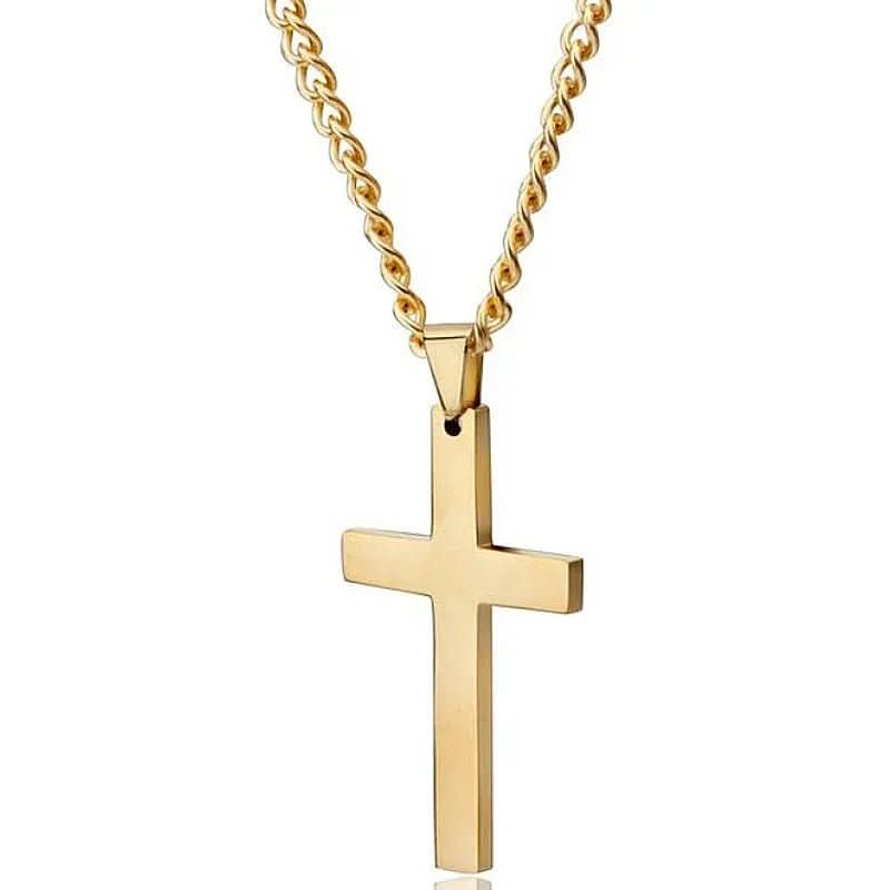 Stainless Steel Cross Pendant Necklace for Men – 24 in Chain, Religious Symbol Jewelry for Everyday & Casual Wear