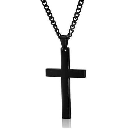 Stainless Steel Cross Pendant Necklace for Men – 24 in Chain, Religious Symbol Jewelry for Everyday & Casual Wear