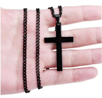 Stainless Steel Cross Pendant Necklace for Men – 24 in Chain, Religious Symbol Jewelry for Everyday & Casual Wear