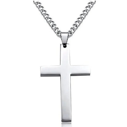 Stainless Steel Cross Pendant Necklace for Men – 24 in Chain, Religious Symbol Jewelry for Everyday & Casual Wear