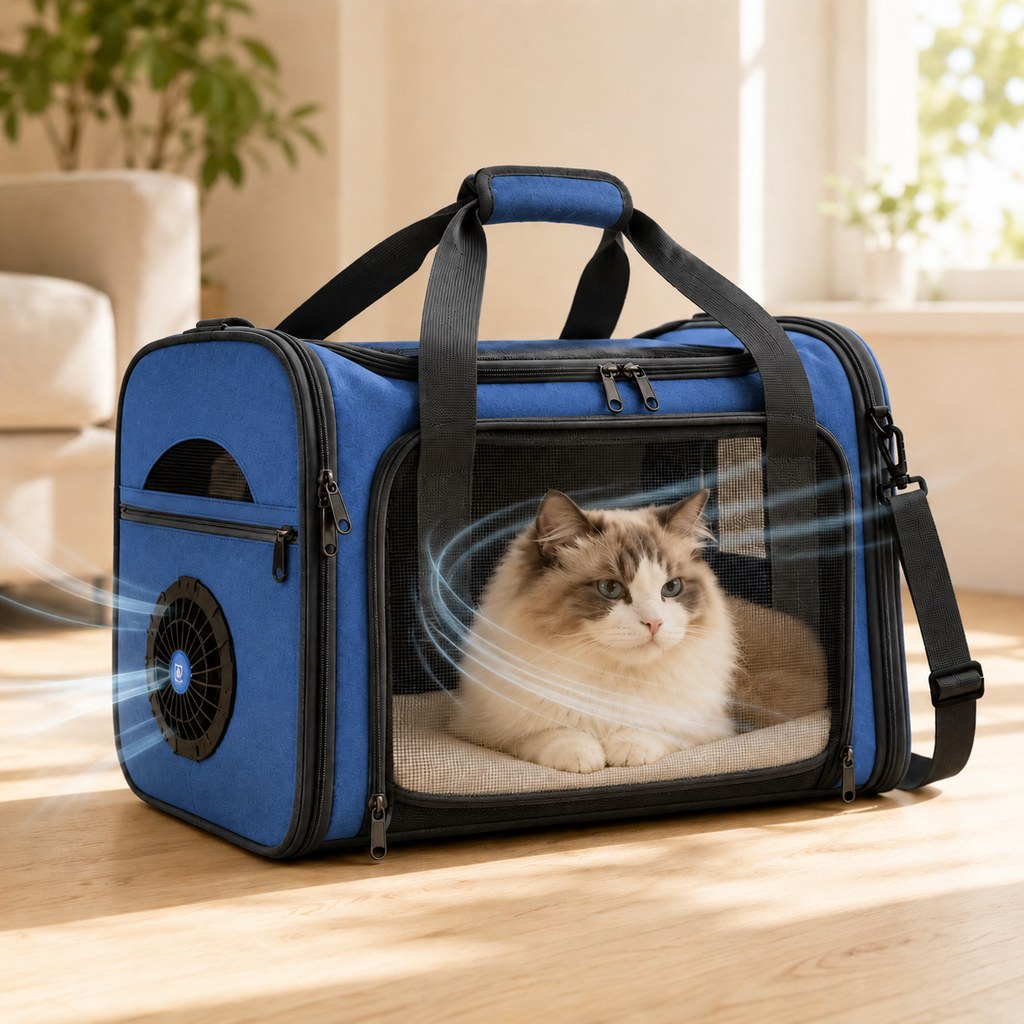 Ortekor Fan-Assisted Pet Carrier for Vet Visits & Road Trips - Ventilated Travel Bag for Cats & Small Dogs