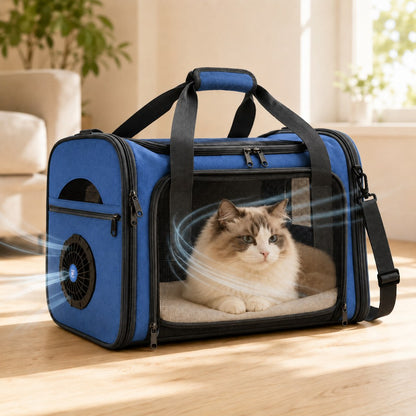Ortekor Fan-Assisted Pet Carrier for Vet Visits & Road Trips - Ventilated Travel Bag for Cats & Small Dogs