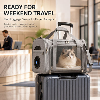 Ortekor Fan-Assisted Pet Carrier for Vet Visits & Road Trips - Ventilated Travel Bag for Cats & Small Dogs