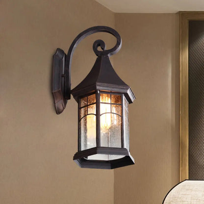 Outdoor Wall Sconce with Textured Glass Shade – Downward-Facing Rustic Porch Light for Entry, Patio & Garage – Hardwired E26 Socket