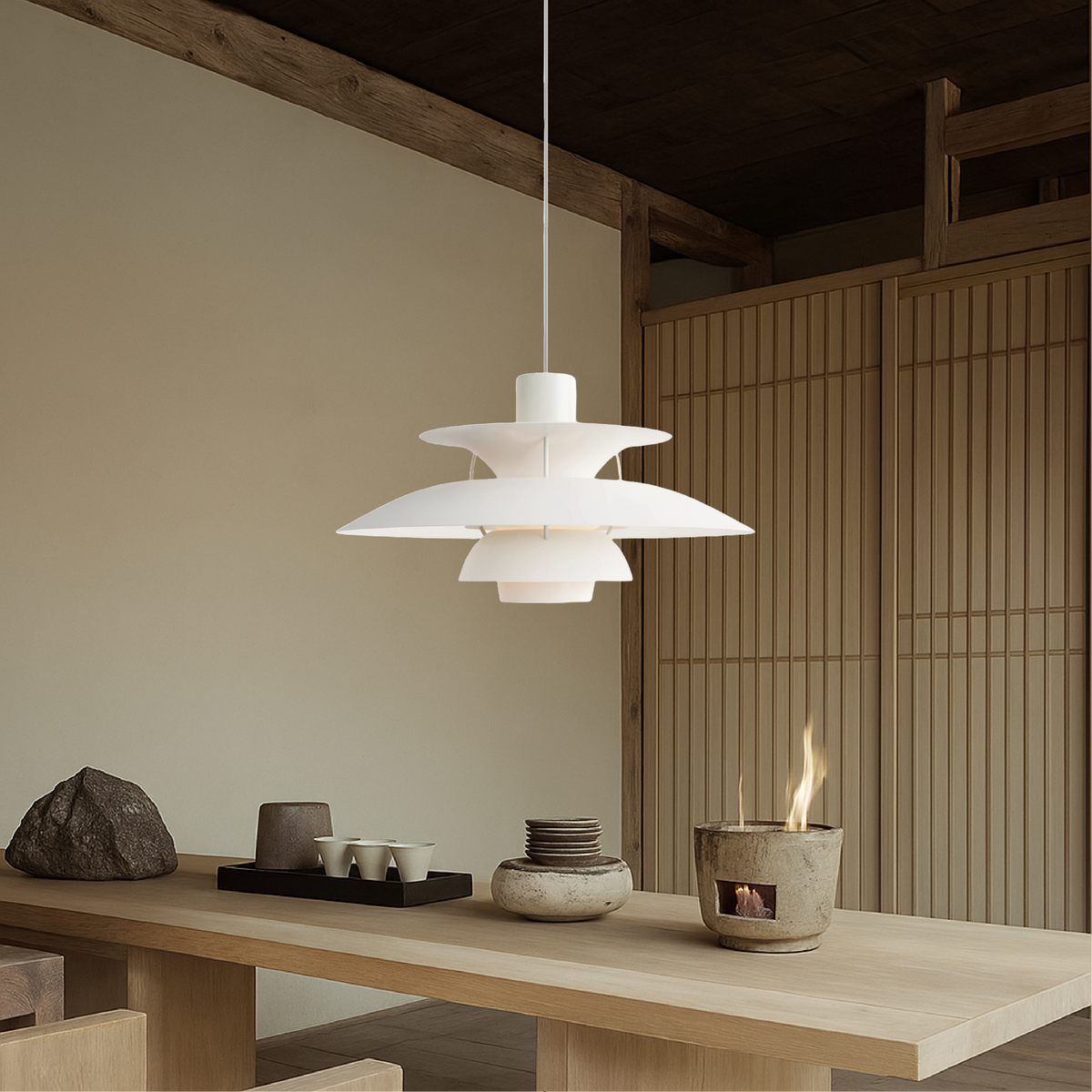 Layered Aluminum Hanging Lamp 12 in Diameter Contemporary Overhead Fixture for Kitchens and Dining Spaces E27 Socket Black Finish Modern Hom