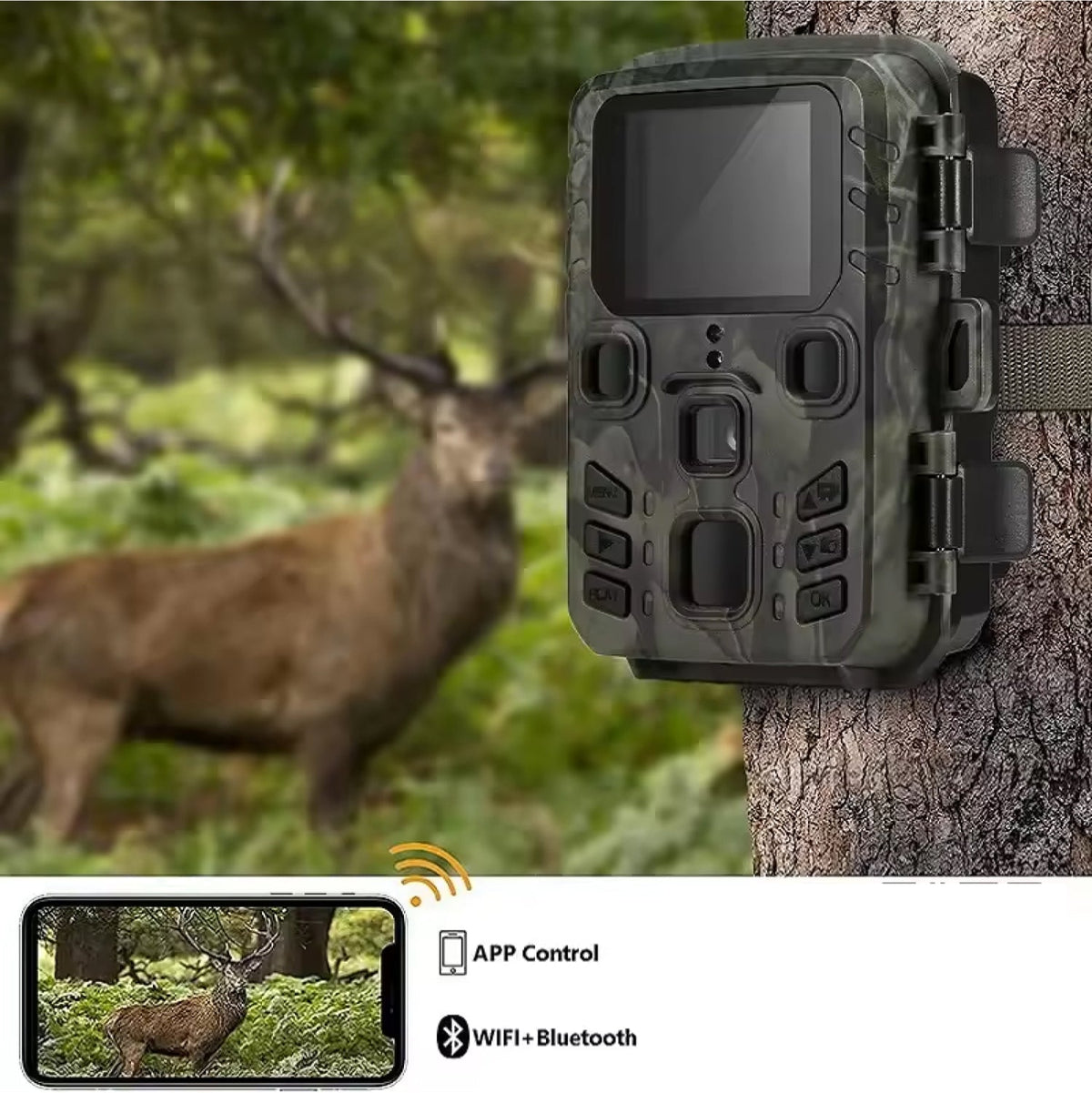 WiFi Trail Camera with Night Vision & Motion Sensor for Outdoor Wildlife Property Monitoring 20MP HD Waterproof IP65