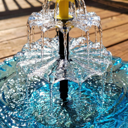 Solar Powered Outdoor Bird Bath with Cascading Water Feature in Glass for Patio and Backyard Wildlife