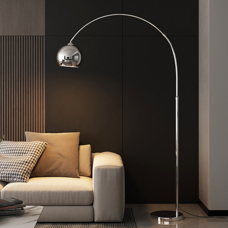 Arched Metal Floor Lamp with Globe Shade for Reading & Living Rooms – Yellow – 70 in Tall – E27 Socket with Foot Switch