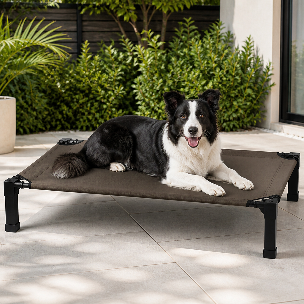 Ortekor Elevated Aluminum Outdoor Dog Bed (Removable Canopy)