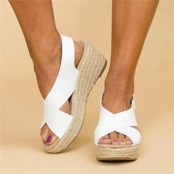 Women's Orthopedic Wedge Espadrilles with Elastic Straps – Cushioned Slip-On Summer Shoes for All-Day Comfort, Casual Outdoor Walking