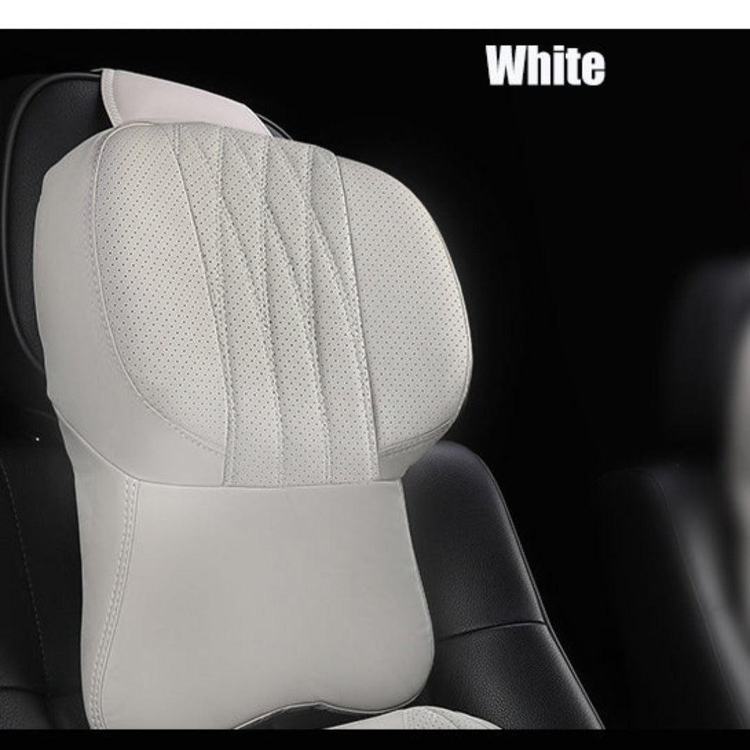 Comfort Drive | Oreiller de voyage ergonomique en mousse à mémoire de forme avec revêtement en cuir souple | Taille universelle pour des déplacements détendus