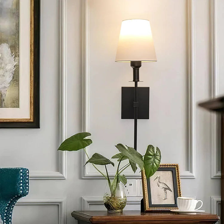 Cordless Battery-Powered Sconce with Remote 23 in Iron Fabric Indoor Outdoor Adjustable Reading Wall Light for Bedroom Living Room Patio Gar