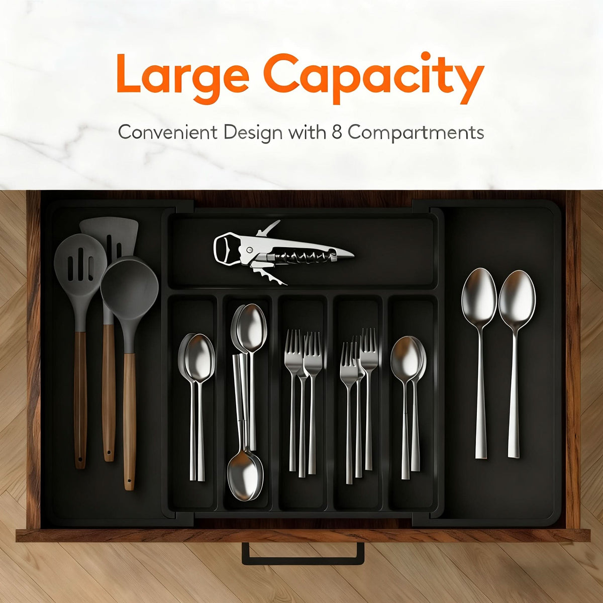 FLEXITRAY – Organisateur de couverts extensible pour tiroirs de cuisine