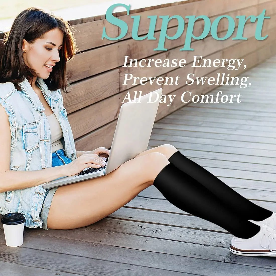 Knee-High Support Hosiery for Enhanced Leg Circulation – 6-Pair Value Set, Graduated Pressure Design for Men & Women