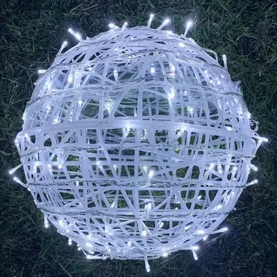 Woven LED Globe Light 8 Inch Waterproof Outdoor Hanging Orb for Trees Patios & Garden Decor | Connectable String Sphere Lights Yard Decorati