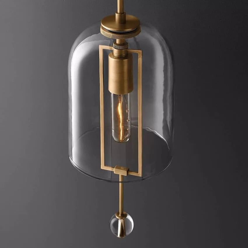 Modern Glass Globe Wall Light with Geometric Frame – Vintage Brass, Bronze & Satin Nickel – 23 or 29 Inch Height – Sculptural Sconce for