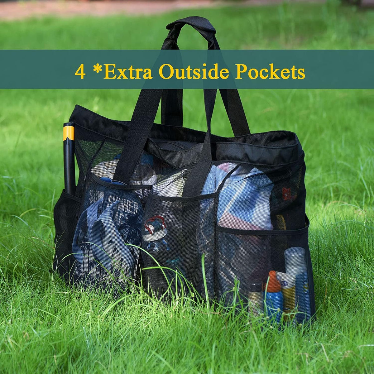 Oversized Breathable Carryall Bag with Secured Pocket for Summer Outings, Pool Days & Family Trips