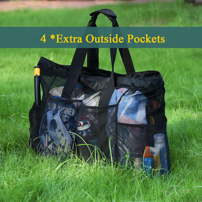 Oversized Breathable Carryall Bag with Secured Pocket for Summer Outings, Pool Days & Family Trips