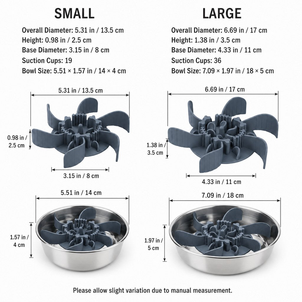Ortekor Fishbone Slow Feeder Bowl Insert for Fast-Eating Dogs - Trim-to-Fit Suction Insert or Stainless Steel Bowl Set