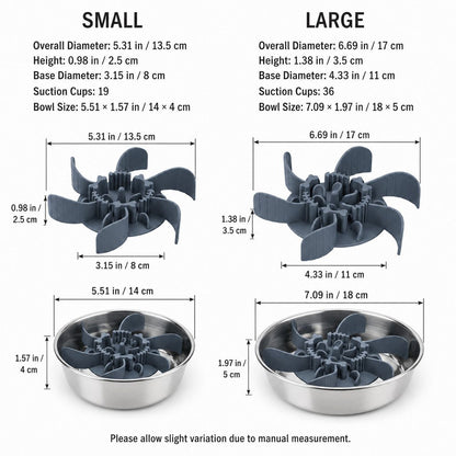 Ortekor Fishbone Slow Feeder Bowl Insert for Fast-Eating Dogs - Trim-to-Fit Suction Insert or Stainless Steel Bowl Set