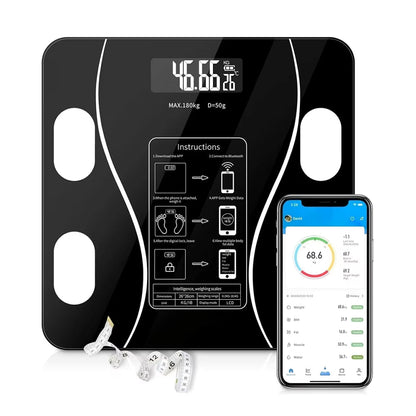 Smart Body Composition Scale Bluetooth Health Tracker 13+ Metrics Weight BMI Fat Muscle Mass Monitor Temperature Sensor App Sync Family