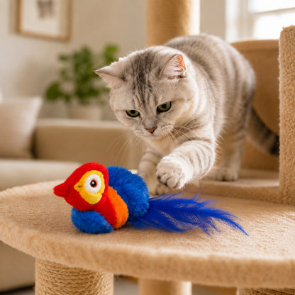 Ortekor Rechargeable Interactive Cat Toy - Flapping Bird, Plush Animal & Motion Activated Toys for Indoor Cats