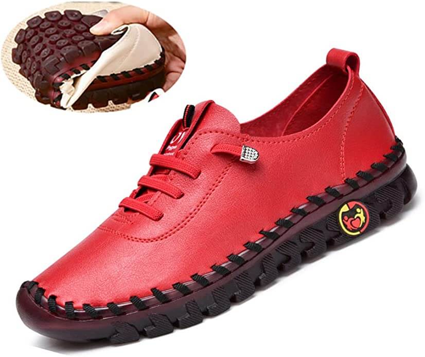 Orthopedic Arch Support Slip-On Loafers for Women – Leather Flats with Anti-Slip Sole for Plantar Fasciitis Relief, All-Day Comfort &