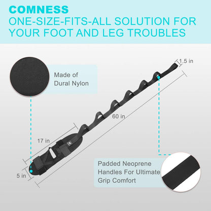 Adjustable Leg Stretching Strap with Multi-Loop Design for Hamstring Flexibility, Plantar Fasciitis Recovery & Back Tension Relief