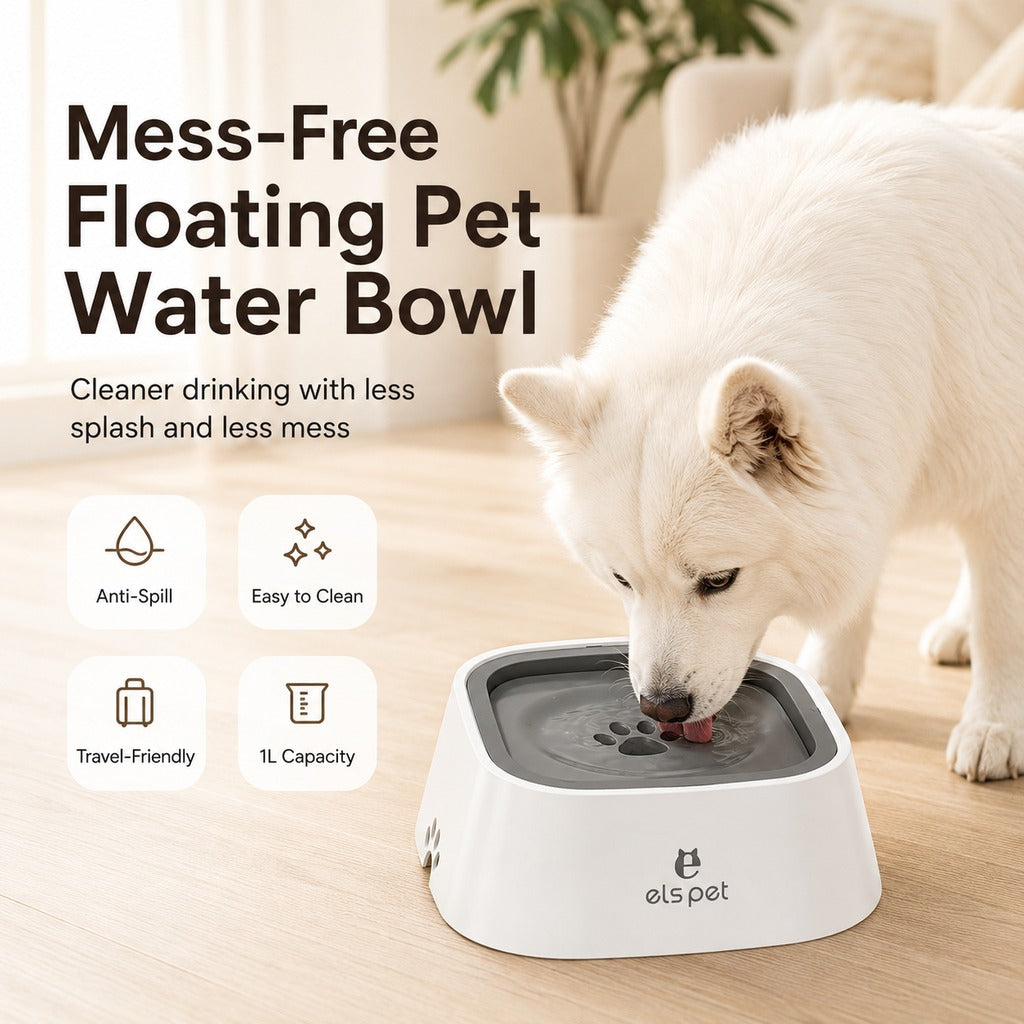 Ortekor Floating Pet Water Bowl for Home & Car - Less Splash, Cleaner Floors