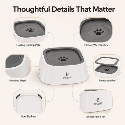 Ortekor Floating Pet Water Bowl for Home & Car - Less Splash, Cleaner Floors