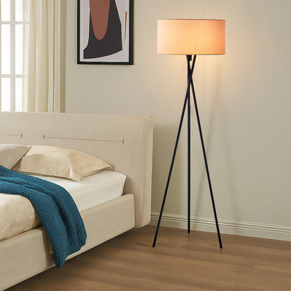 Upright Light with Cloth Shade 16-Inch for Living Room Bedroom & Reading Cozy Ambient Illumination Iron Base Modern Minimalist Home Accent