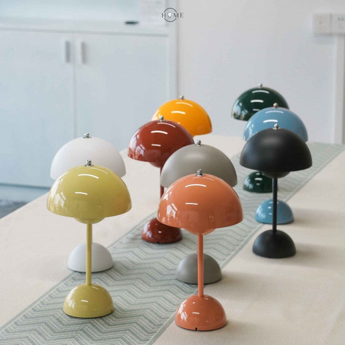 Lampe de bureau champignon sans fil avec variateur à 3 niveaux – Veilleuse LED rechargeable pour chambre, bureau et salon – 29,5 cm de hauteur