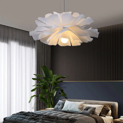 Oversized White Floral Chandelier 31 in Diameter LED-Ready Acrylic Petal Fixture for Dining Room Bedroom Statement Lighting Contemporary Ove