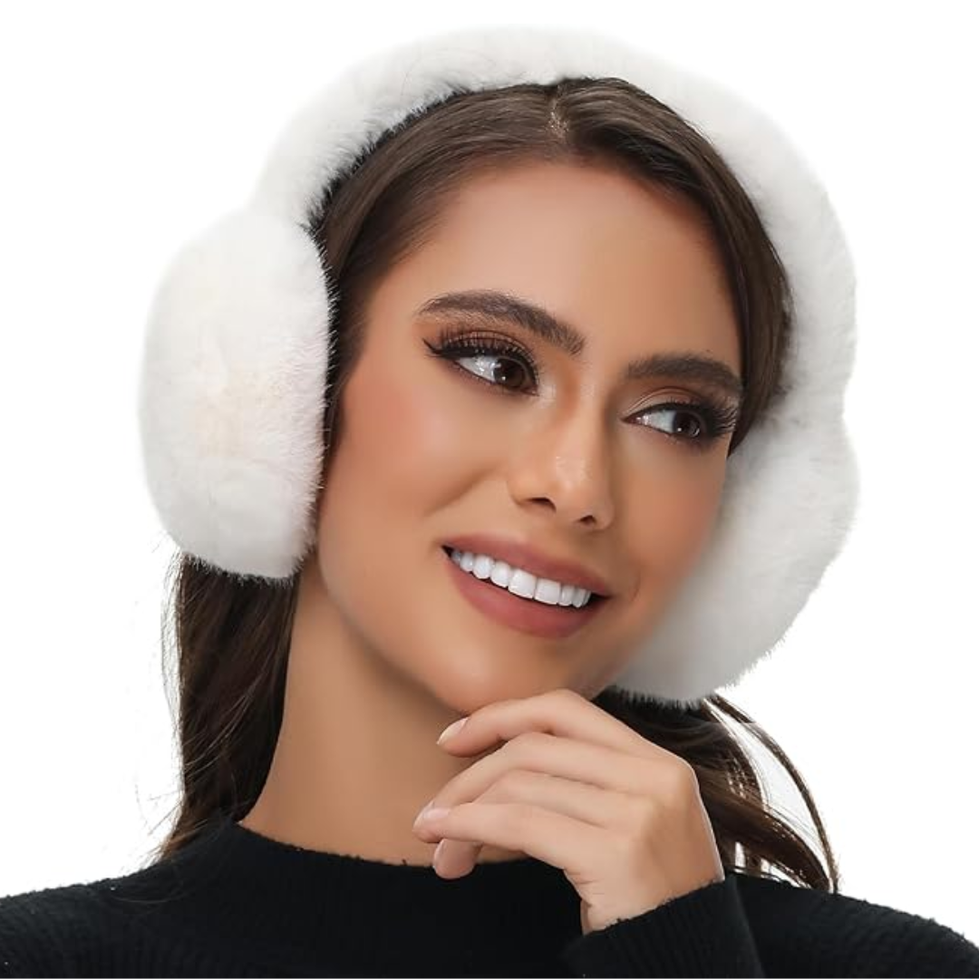 Foldable Winter Earmuffs with Plush Synthetic Fur for Women & Men – Adjustable Compact Ear Covers for Cold Weather