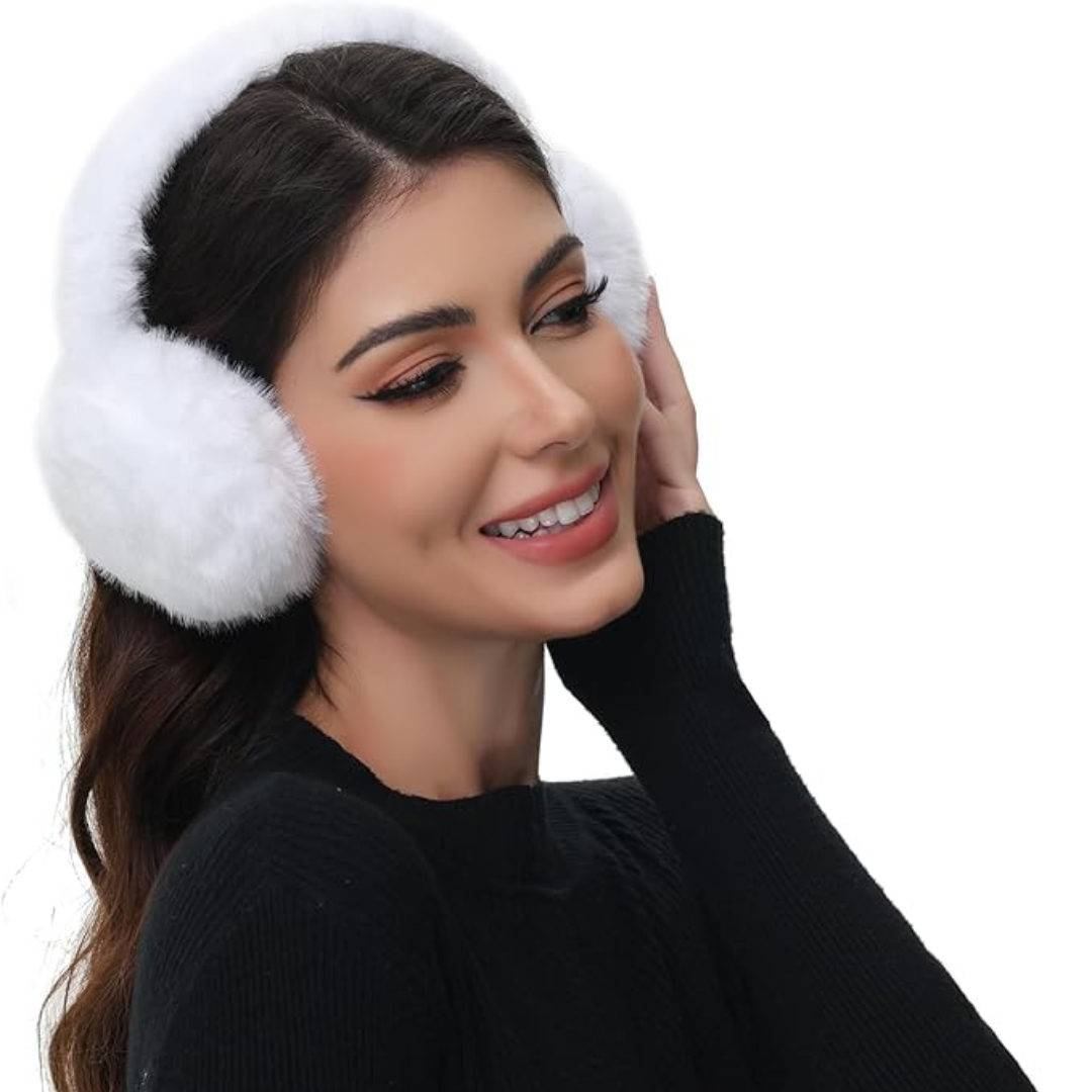 Foldable Winter Earmuffs with Plush Synthetic Fur for Women & Men – Adjustable Compact Ear Covers for Cold Weather