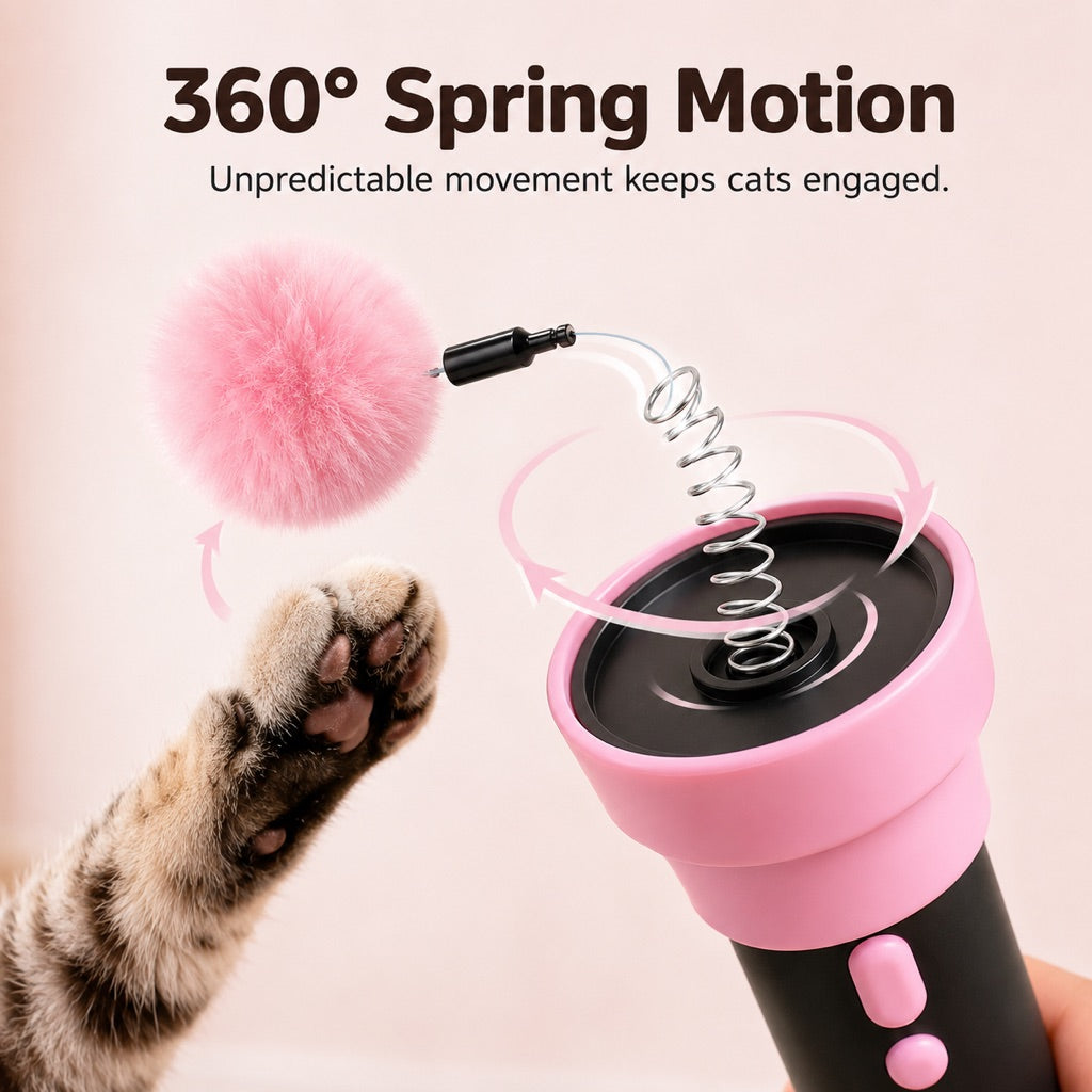 Ortekor One-Click Electric Cat Teaser Launcher for Indoor Cats - Chase & Pounce Play Without Constant Wand Waving