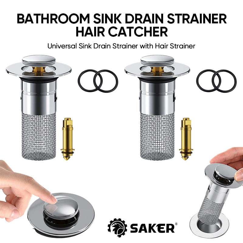 Pop-Up Bathroom Drain Filter with Hair Trap for Washbasin & Shower – Brass Core, Stainless Steel Basket, Universal Fit 1-1.2" Drains