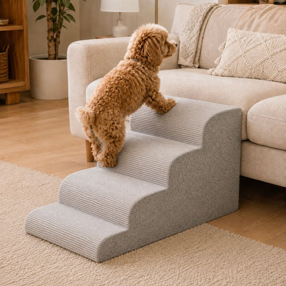 Ortekor High-Density Foam Pet Stairs for Small Dogs & Cats – Gentle Steps for Bed, Couch & Sofa, Non-Slip Washable Pet Steps to Reduce Jumping