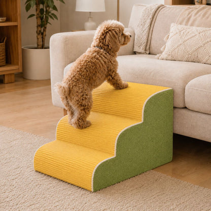 Ortekor High-Density Foam Pet Stairs for Small Dogs & Cats – Gentle Steps for Bed, Couch & Sofa, Non-Slip Washable Pet Steps to Reduce Jumping